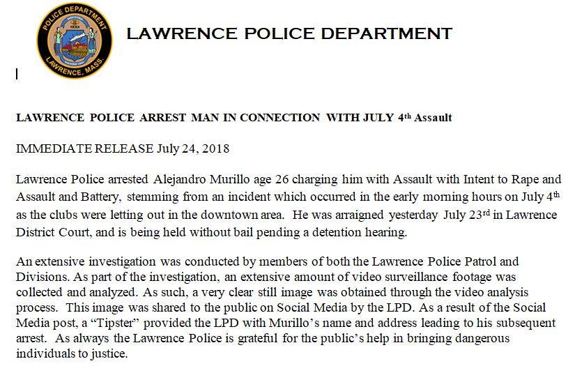 Lawrence Police makes Arrest for Assult