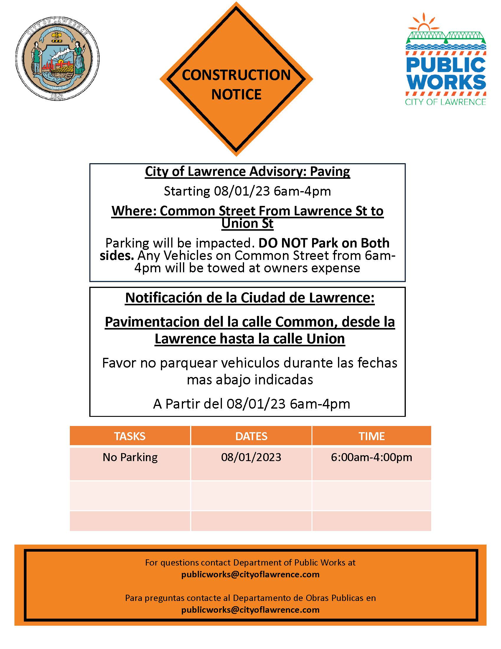 Common St work notices